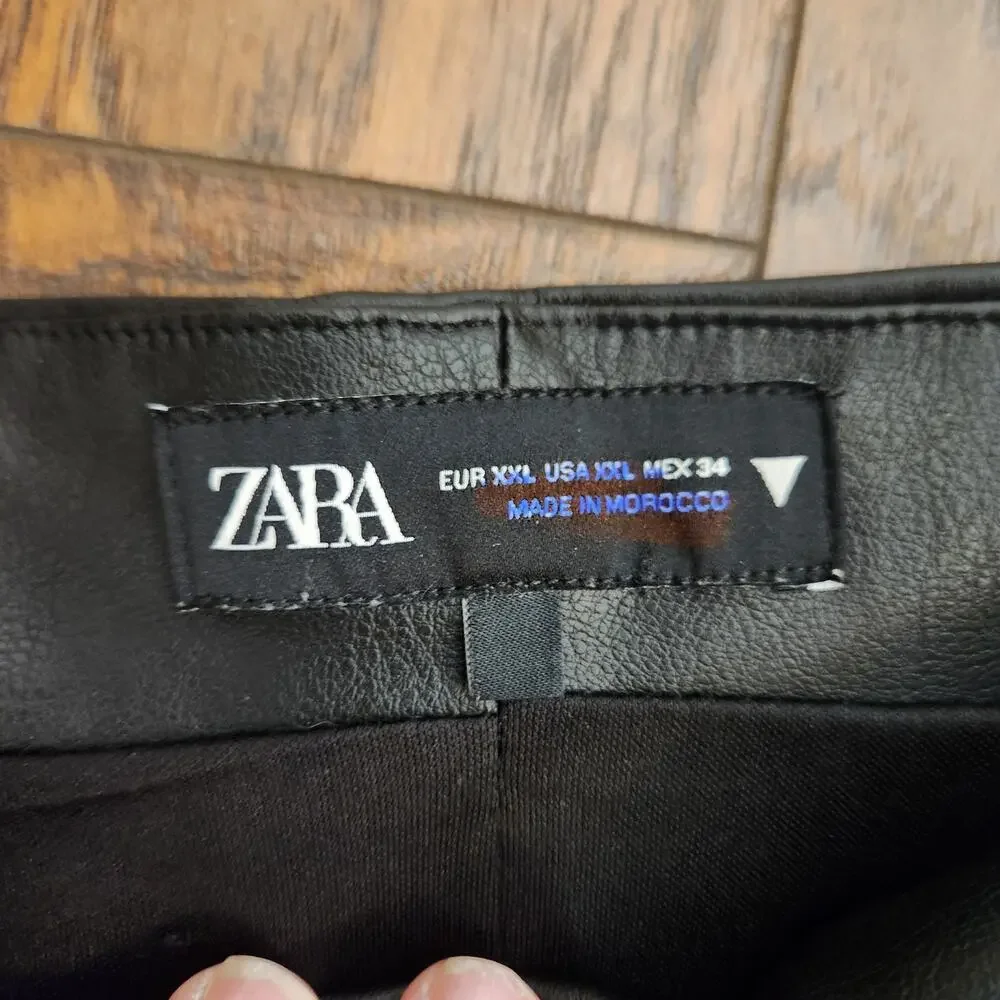 Zara Strapless Faux-Leather Little Black Dress Size XXL